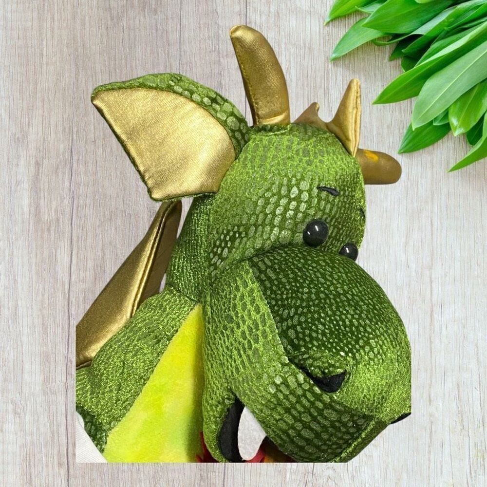 Build A Bear BAB FIRE BREATHING Large 20” Green Dragon Plush KUNG FU KARATE BELT - Picture 5 of 9